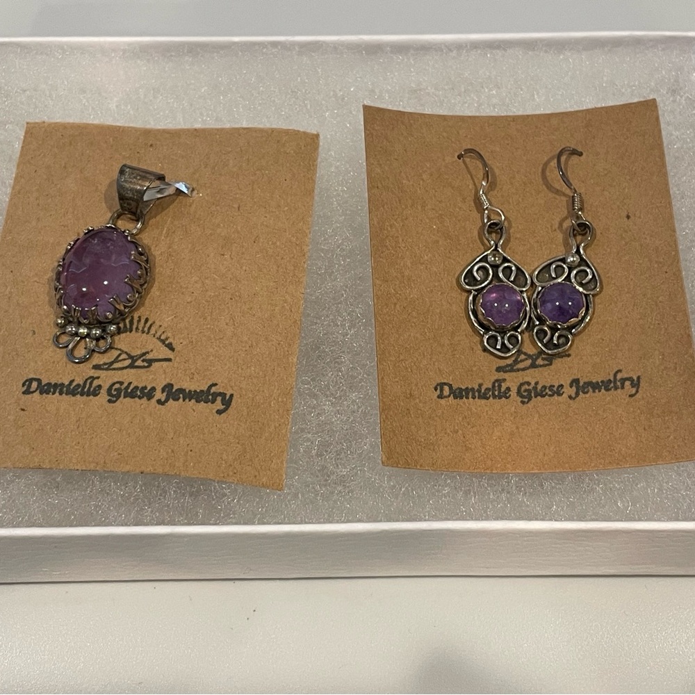 Purple Earrings and Pendant Set